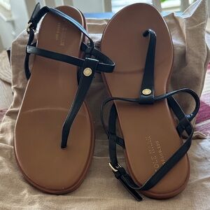 Cole Haan Black Strappy Sandals with Brown Sole